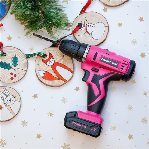 Pink Cordless Drill Set - Electric Screwdriver Cordless Drill Kit for Women - Picture 2 of 6